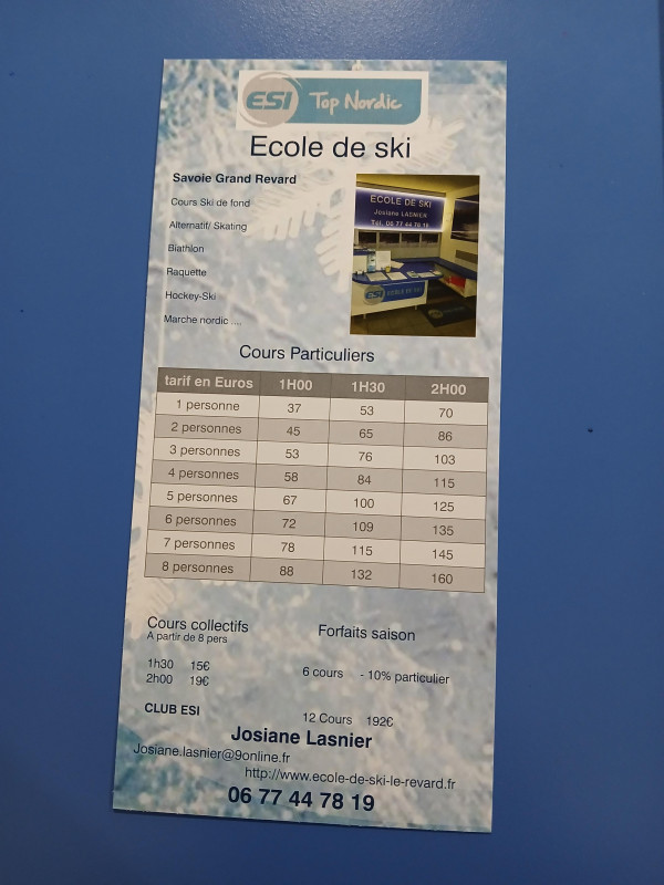 Tarifs 2025 - © J.lasnier Tarifs 2025