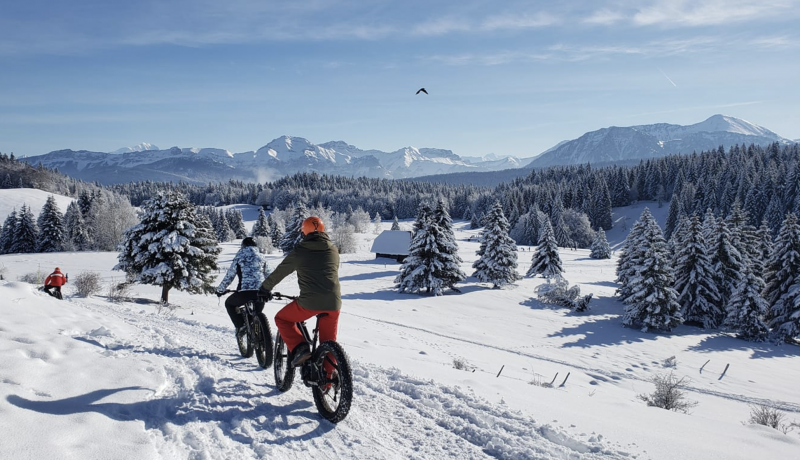 VTT sur neige La Feclaz - © Expérience Vélo VTT sur neige La Feclaz