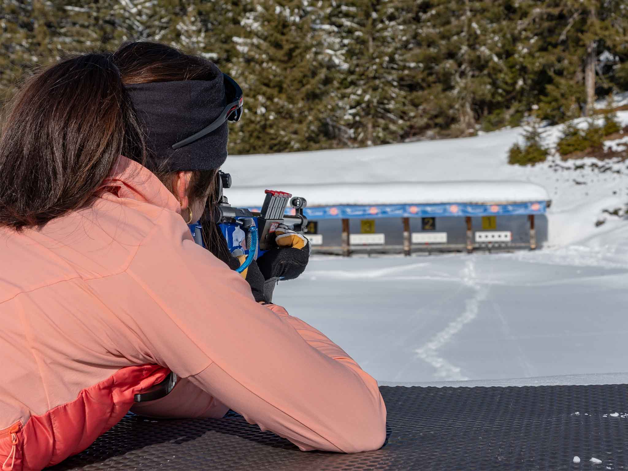 Tir couché en biathlon aux Saisies