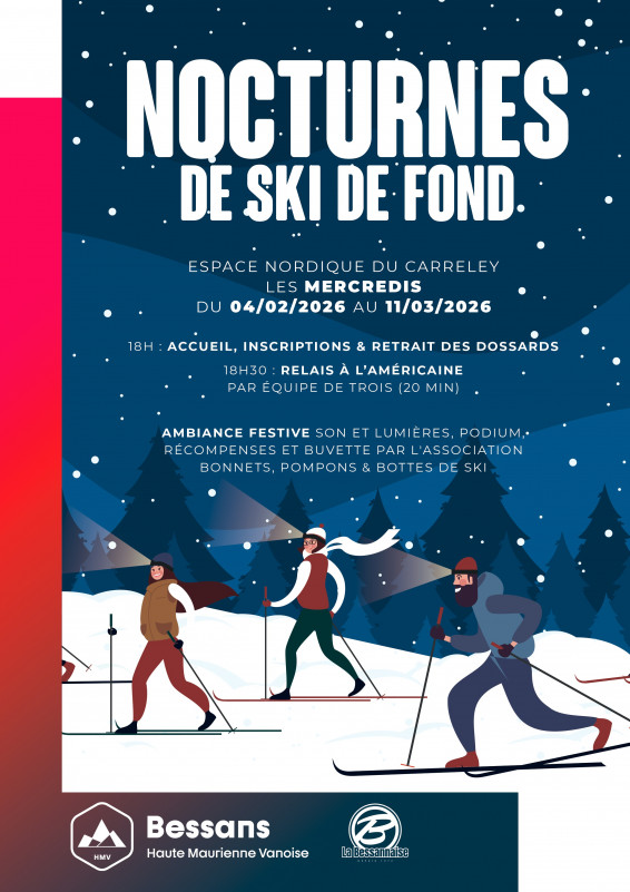 Nocturne de ski de fond - Animations et courses relais nordique_Bessans - © M.Cécillon - OTHMV Nocturne de ski de fond - Animations et courses relais nordique_Bessans