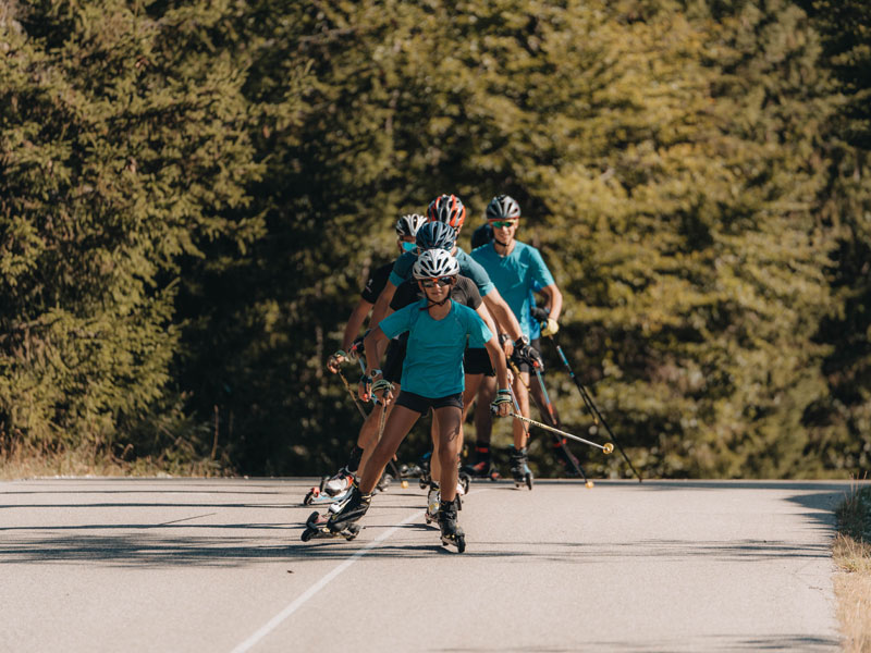 Ski-roues skating en famille à La Féclaz